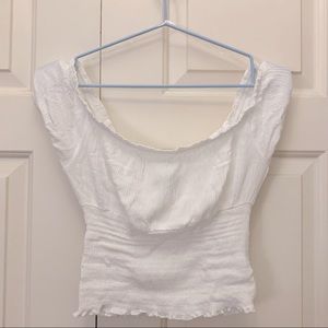 White ruffled crop top